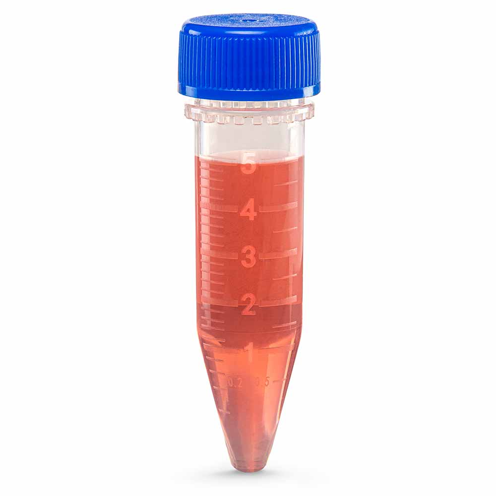 Globe Scientific Diamond Midi Centrifuge Tube, 5.0mL, PP, Separate Blue Screw Cap, Graduated, 100 of Each/Bag, 5 Bags of Each/Carton Image